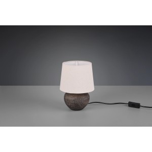 Reality Tischlampe Lou, braun-beige, mit Stoffschirm. Design-Tischleuchte für gemütliches Licht.