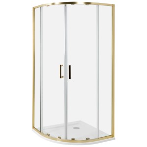 Beliani Cabine de douche Jukatan verre transparent et doré 185 x 90 x 90 cm