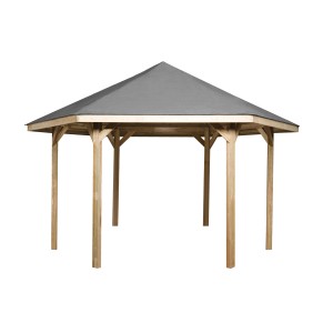 Weka Padiglione 656 Gr.2, 399x461 cm, in legno impregnato in autoclave. Gazebo da giardino con tetto esagonale.