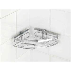 Étagère d'angle Premium Wenko en inox, rangement douche d'angle brillant.