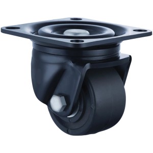 Roue pivotante noire Doerner + Helmer, acier galvanisé, Ø 6,5 cm, avec platine de montage.
