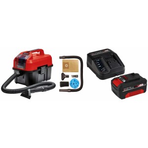 Einhell TE-VC 18/10 Li aspirateur eau et poussière sans fil avec batterie, chargeur et accessoires.