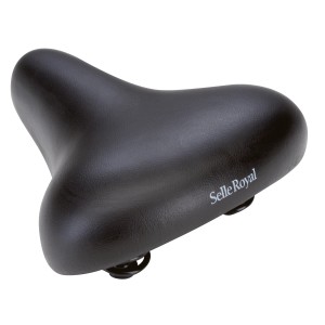 Sella da città Selle Royal nera con molle per un ciclismo confortevole.