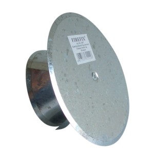 Couvercle de trou de cheminée Firefix, plaqué aluminium, avec entonnoir d'expansion, Ø 160 mm, pour cheminée et poêle.