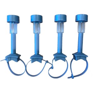 Lot de 4 lampes solaires LED grises avec clip pour balustrades de balcon, hauteur 21 cm.