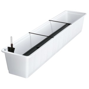 Jardinière blanche Geli Aqua-Green 6,4 l avec système d'arrosage et indicateur de niveau d'eau.