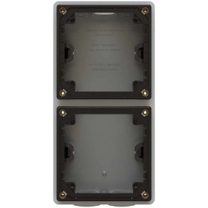 Boîtier apparent Exo, horizontal/vertical, IP55, gris clair, taille 2x1 pour programmes d'interrupteurs.