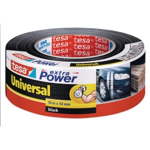 Ruban adhésif noir Tesa Extra Power Universal, 50 m x 50 mm, usage polyvalent.