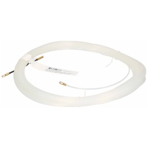Tire-fil en nylon, diamètre 3 mm, longueur 25 m, avec œillet et ressort de guidage pour goulottes.