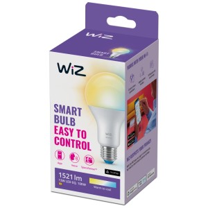 Lampadina LED WiZ E27, 13W, opaca, lampadina smart con WiFi e Bluetooth per luce bianca calda o fredda.