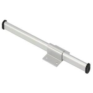 Barre de penderie extensible Hettich, aluminium anodisé avec plastique noir, à visser.