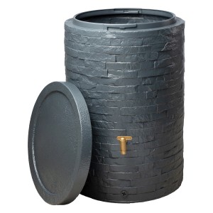 Serbatoio acqua piovana 4rain Arondo 250 l grigio effetto pietra con coperchio.