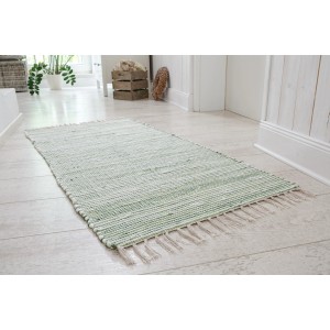 Tapis vert Kentucky, 60x120 cm, tapis en laine avec franges, facile d'entretien et résistant.