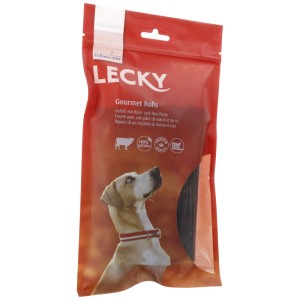 Eric Schweizer Lecky Gourmet Rolls, 4 pz. snack masticabili per cani con manzo e riso in sacchetto rosso.
