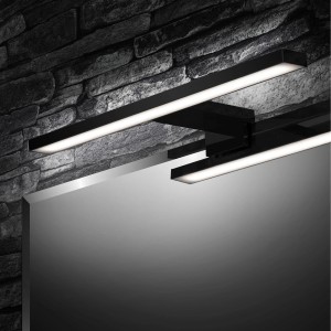 Applique miroir LED Brilo Dun noire et moderne, 5W, avec lumière blanche neutre.