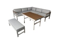 Greemotion Lounge-Set Miami Cremeweiss-Hellgrau (HxBxT) 88 x 140 x 73 cm