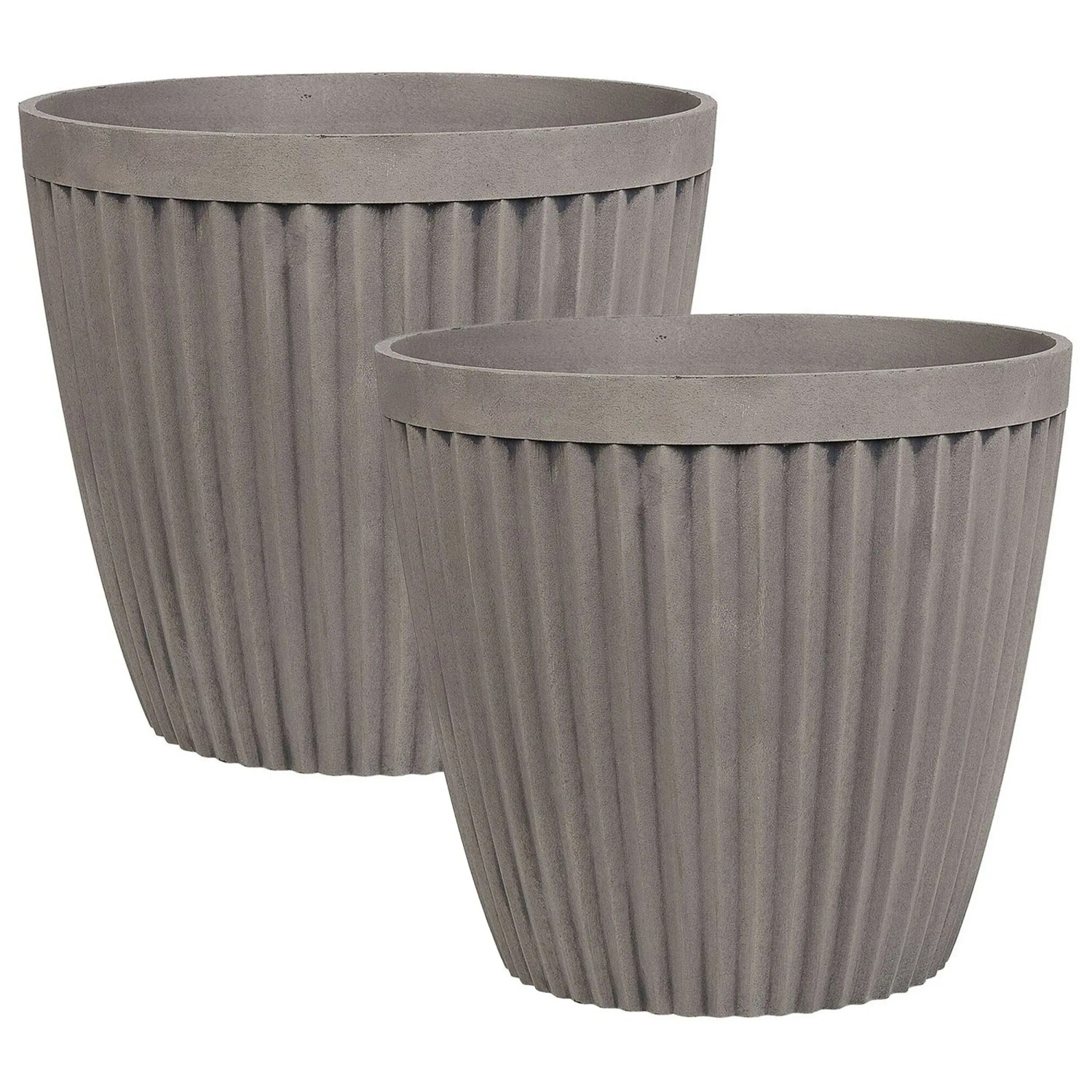 Grand Cache-Pot Gris Clair Rond en Fibre d'Argile et de Verre au Diamètre 53 cm, Pot de Fleurs Effet Pierre Idéal pour Extérieur et Intérieur Beliani - Gamm vert Grand Cache-Pot Gris Clair Rond en Fibre d'Argile et de Verre au Diamètre 53 cm, Pot de Fleurs Effet Pierre Idéal pour Extérieur et Intérieur Beliani - Gamm vert