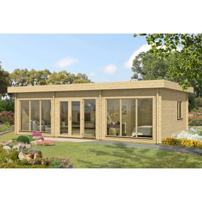 Alpholz Holz-Gartenhaus Flachdach Unbehandelt 422 cm x 579 cm