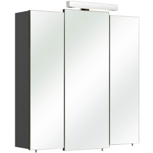 Armoire de toilette Pelipal 311, anthracite, 68 cm de large, avec 3 portes miroir et éclairage LED.
