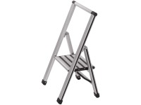 Klappleiter 1 Stufe Aluminium Silber Mattschwarz Höhe 74 cm