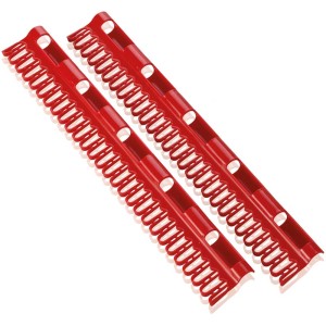 Set da 2 supporti per piccoli oggetti Leifheit, rossi, per stendibiancheria, per appendere calze senza mollette.
