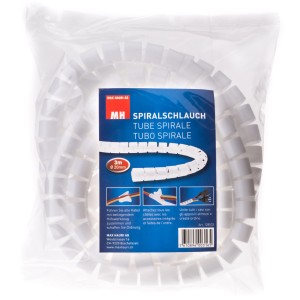 Gaine spirale blanche, diamètre 20 mm, longueur 3 m, pour gestion des câbles.