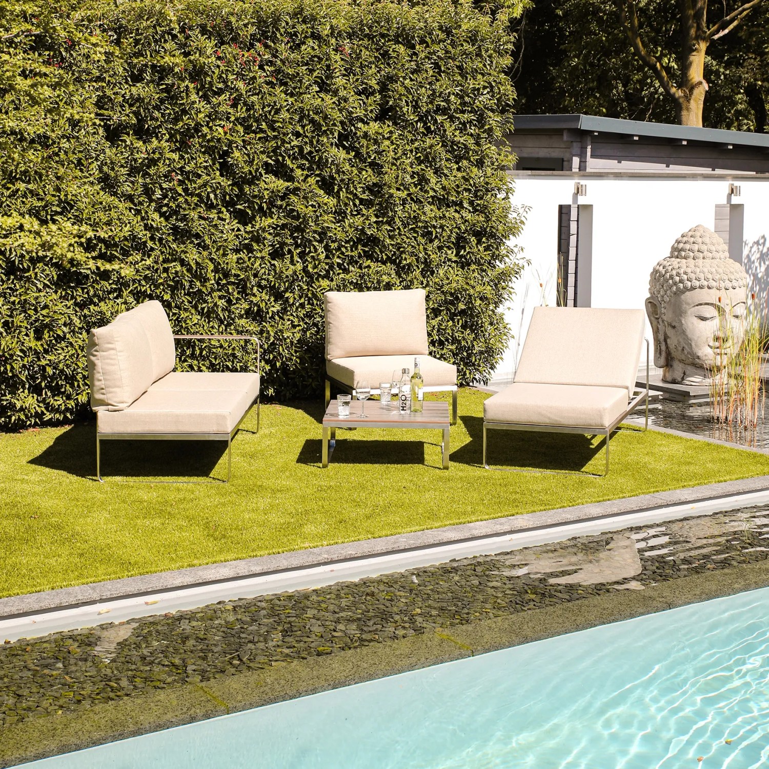 Set Di Divani Angolari Da Giardino 5 Posti MESSINA Lato Sinistro Metallo Beige 89721650