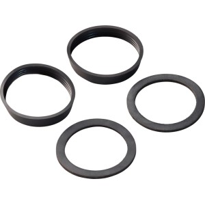 Kit de joints pour siphons 1 1/2", comprenant 2 joints cunéiformes et 2 joints de tube plongeur en caoutchouc.
