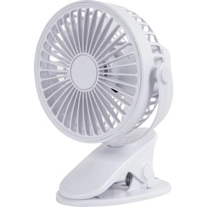 Mini ventilatore da tavolo bianco con clip, Ø 10,6 cm, orientabile.