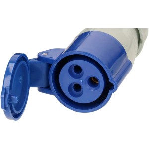 Rallonge CEE IP44, 3 pôles, bleu et noir, pour chantier et camping.