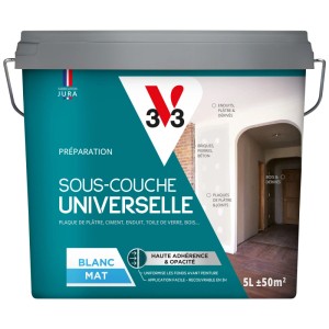 V33 Fondo Adesivo Universale Bianco opaco, confezione da 5 l. Primer per interni per un'adesione ottimale.
