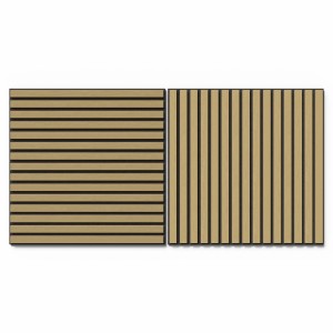 Due pannelli acustici rovere/nero (60cm) per parete e soffitto.