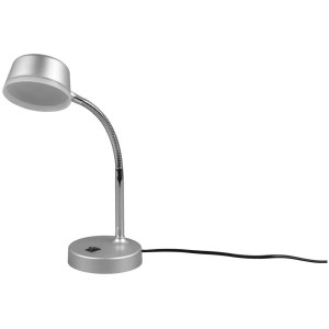 Lampada da tavolo a LED color titanio Kiko, Ø 12 cm, altezza 34 cm. Lampada da scrivania con collo flessibile.