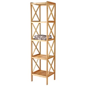Étagère en bambou MSV, 5 niveaux, étagère de salle de bain avec rangement pour accessoires.