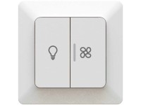 Doppel-Druckschalter Priamos Schema 3+3 teilbeleuchtet IP20 Weiss Gr. 1 x 1