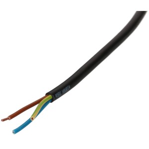 Câble noir TDLR H03VV-F3G0,75, vendu au mètre, avec fils de cuivre exposés.