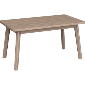 Table basse de salon en acacia, partie de l'ensemble lounge Woodsboro, huilé blanc, pour jardin et terrasse.