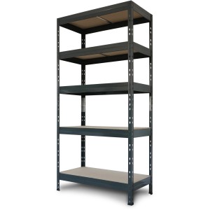 Scaffale pesante ad incastro Ar Shelving Rivet M, 180x90x40cm, antracite, con 5 ripiani. Ideale per cantina, garage o officina.