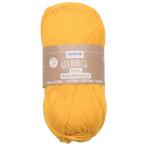 Gomitolo di lana Cotton giallo sole, 50g, ideale per lavorare a maglia e all'uncinetto.