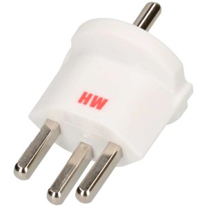 Adaptateur fixe blanc Max Hauri T23/Schuko 3 pôles pour usage permanent.