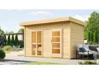 Weka Saunahaus Farsund Vorraum bodentiefe Fenster Technikpaket Natur BioS 9,0 kW Weka Saunahaus Farsund Vorraum bodentiefe Fenster Technikpaket Natur BioS 9,0 kW