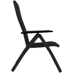 Sedia pieghevole Expert Plus, sedia da giardino in alluminio antracite e tessuto sintetico, vista laterale.