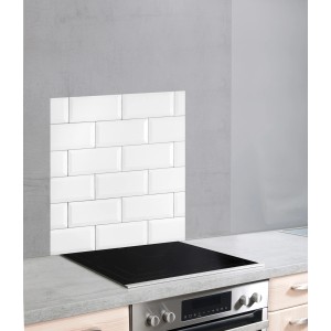 Crédence en verre Wenko Metro, 60x70 cm, design brique blanche.