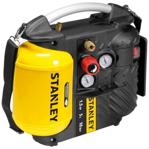 Compresseur Stanley AirBoss DN200/10/5 portable sans huile avec réservoir 5 l, jaune et noir.