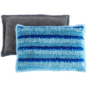 Wenko Éponge à vaisselle Miko, lot de 2, microfibre, gris et bleu, pour la cuisine.