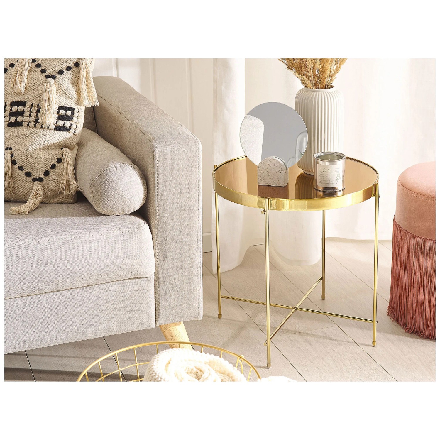 Beistelltisch Lucea Glas Gold (HxBxT) 44 x 40 x 40 cm kaufen bei OBI