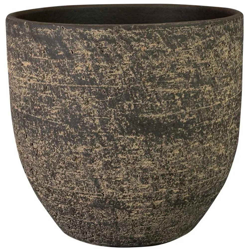 Vaso Per Piante Sahara Bassi - Altezza 34 Cm, Diametro 29 Cm - Colore Antracite, Plastica Leggera