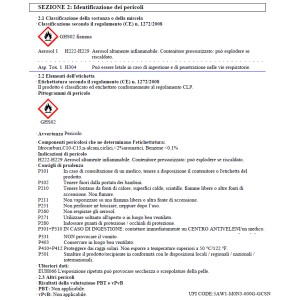 Sicherheitsdatenblatt: Gefahrenhinweise und Sicherheitshinweise für Aerosole.