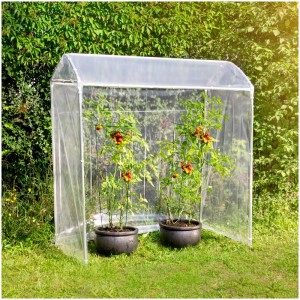 Serre à tomates Alustar 170x150x80cm avec plants de tomates mûres dans le jardin.