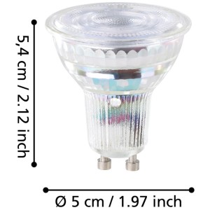 Lampadina LED Eglo GU10 trasparente, 2,5W, 450lm. Lampada LED a risparmio energetico con luce bianca calda.